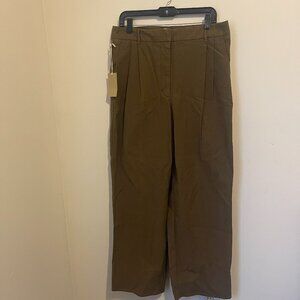 Wilfred Free Dion Pleated Wide Leg Pants - Rustical Brown, Size 14, NWT